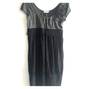 Grey and black dress with flower